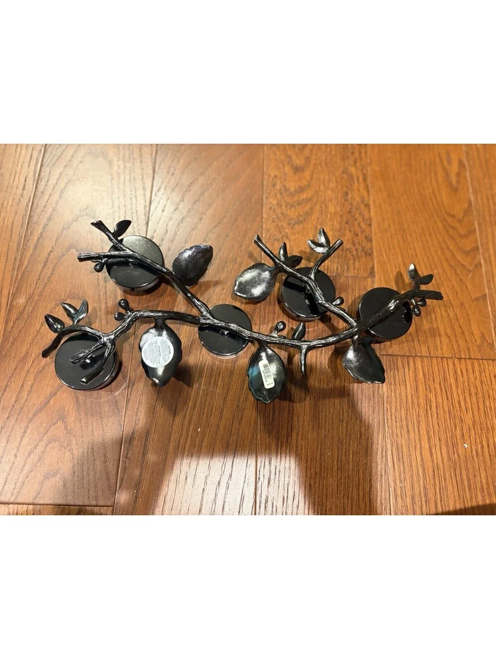 5 Tea light Candle Holder Leaves On Metal Branch 15” Long